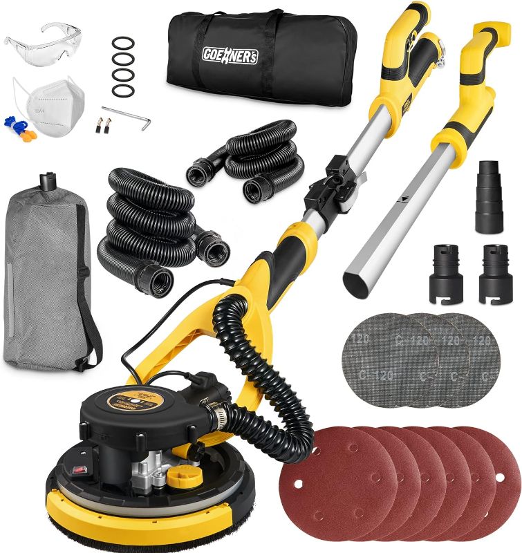 Photo 1 of **SEE NOTES**
RENGUE Drywall Sander, Electric Sander for Drywall with Vacuum 7 Variable Speed 800-1750 RPM Foldable Ceiling Sander with 12 Sanding Discs, LED Light, Extendable Handle, Dust Bag and Hose