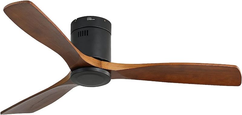 Photo 1 of **READ NOTES BELOW**Roomratv Ceiling Fans with NO Lights WITH Remote, 52 Inch Large Airflow Indoor Ceiling Fans with Quiet DC Motor and 3 Colour Temperature Black Noiseless ABS Fan Blades (Dark Woodgrain) Dark-Woodgrain