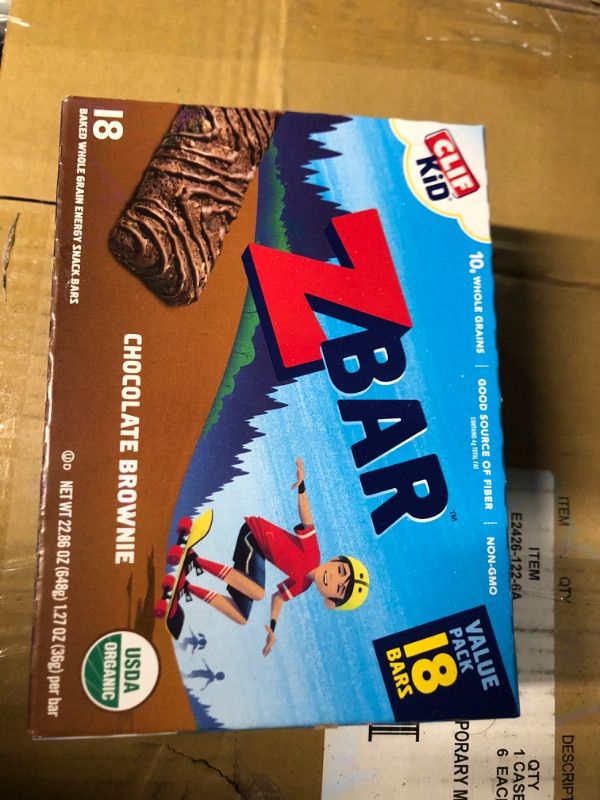 Photo 2 of CLIF Kid Zbar - Chocolate Brownie - Soft Baked Whole Grain Snack Bars - USDA Organic - Non-GMO - Plant-Based - 1.27 oz. (18 Pack) Chocolate Brownie, 18ct