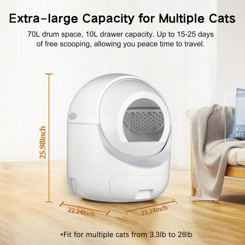 Photo 5 of (READ FULL POST) Cleanpethome Self Cleaning Cat Litter Box, Automatic Cat Litter Box with APP Control Odor Removal Safety Protection for Multiple Cats Slef Cleaning Cat Litter Box