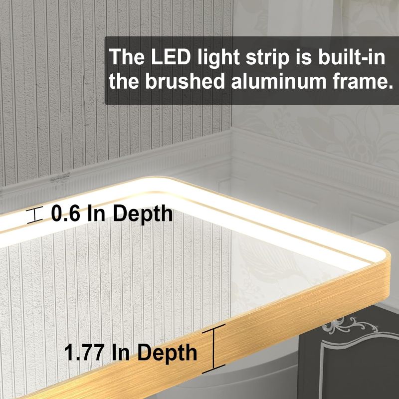 Photo 1 of Twalsu 24x32 Inch LED Bathroom Mirror with Lights, Gold Metal 