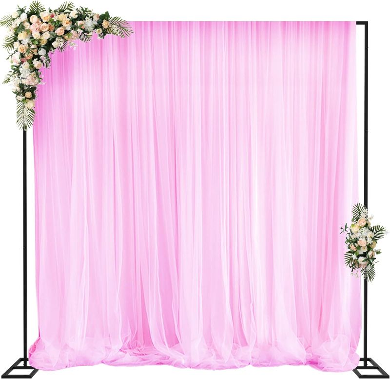 Photo 1 of Wokceer 10x10 FT Backdrop Stand Heavy Duty Pipe and Drape Kit, Adjustable Black Backdrop Stand for Wedding Birthday Party Photography Photo Booth Background Christmas Decoration 10 FT x 10 FT Black-10FT-E