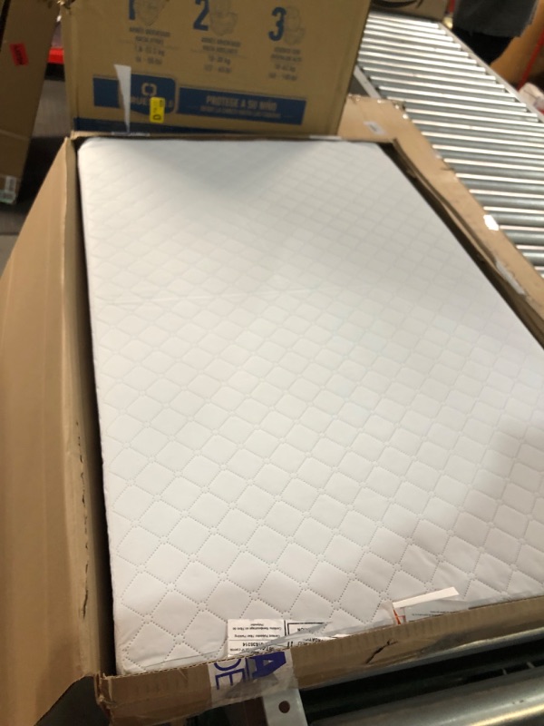 Photo 3 of Dream On Me Holly 3” Fiber Portable, Greenguard Gold Certified, Waterproof Vinyl Cover, Lightweight Mini Crib Mattress, White