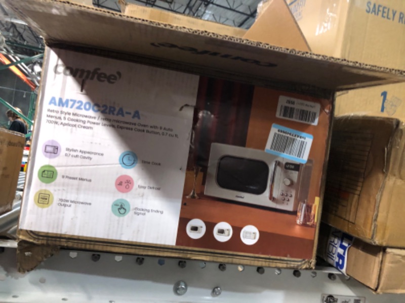 Photo 2 of **FOR PARTS ONLY NO REFUND**COMFEE' Retro Small Microwave Oven With Compact Size, 9 Preset Menus, Position-Memory Turntable, Mute Function, Countertop Microwave Perfect For Small Spaces, 0.7 Cu Ft/700W, Cream, AM720C2RA-A