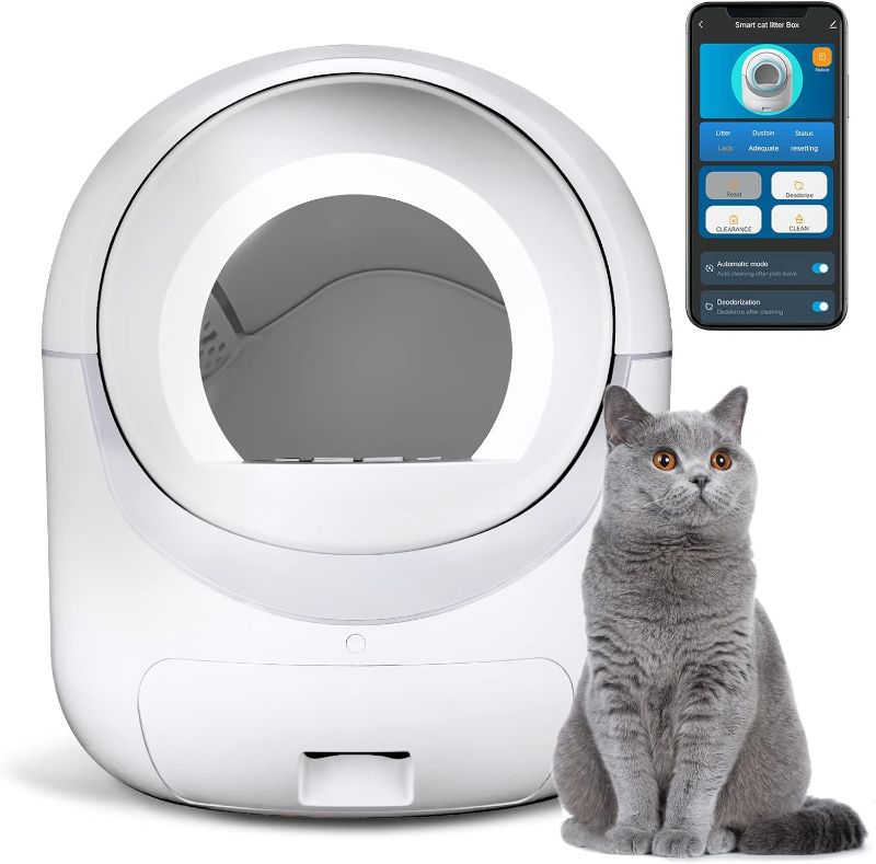 Photo 1 of **UNABLE TO TEST, FOR PARTS ONLY, NO RETURNS** Cleanpethome Self Cleaning Cat Litter Box, Automatic Cat Litter Box with APP Control Odor Removal Safety Protection for Multiple Cats