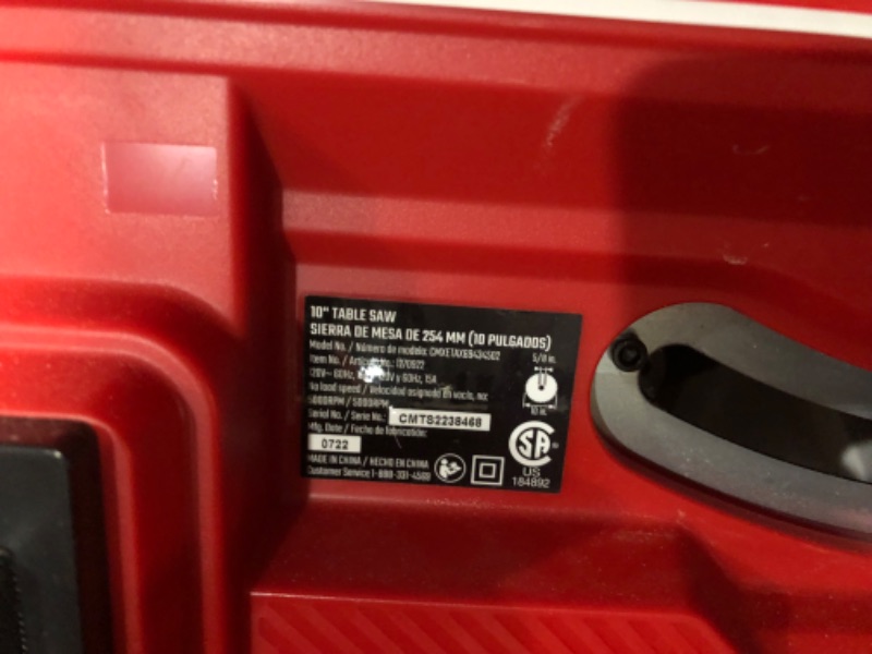 Photo 1 of *MISSING LEGS*
Craftsman 10-in Carbide-Tipped Blade 15-Amp Table Saw