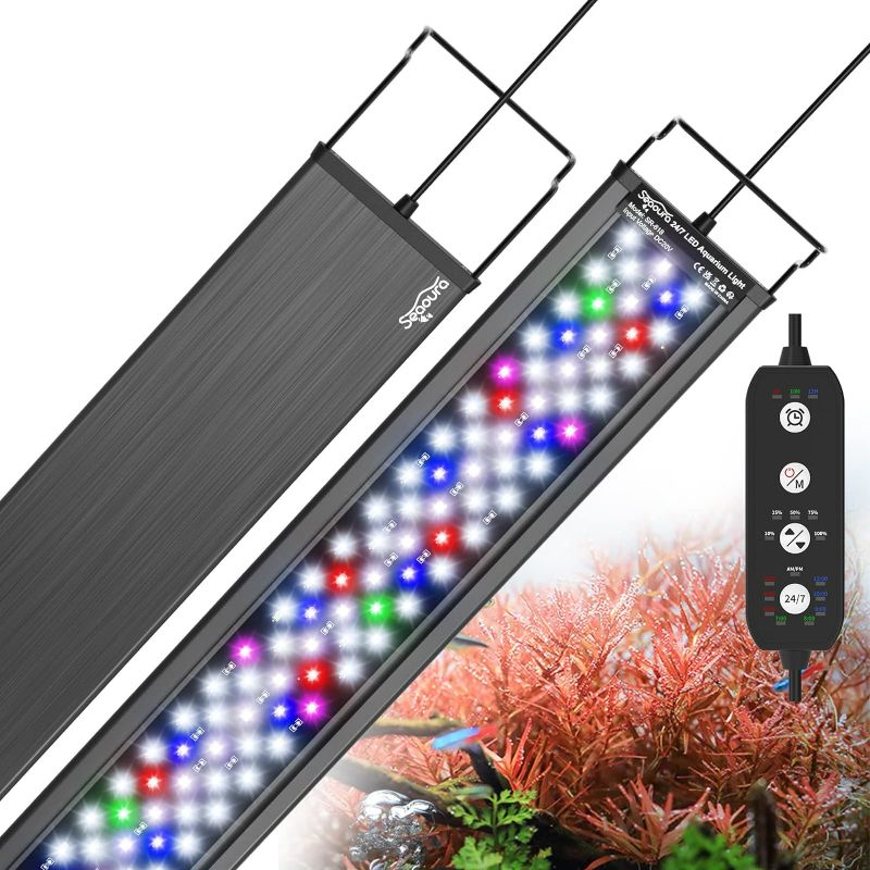 Photo 1 of **NONREFUNDABLE - SEE NOTES***
SEAOURA 24/7 Mode LED Aquarium Light for Plants-Full Spectrum Fish Tank Light with Timer, Auto On/Off, 7 Colors, Adjustable Brightness