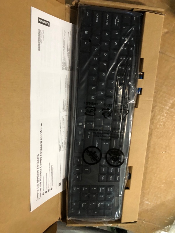 Photo 2 of Lenovo 100 Wireless Keyboard – Spill Resistant Keys – 3-Zone Keyboard – Compact Design – Black Keyboard Only