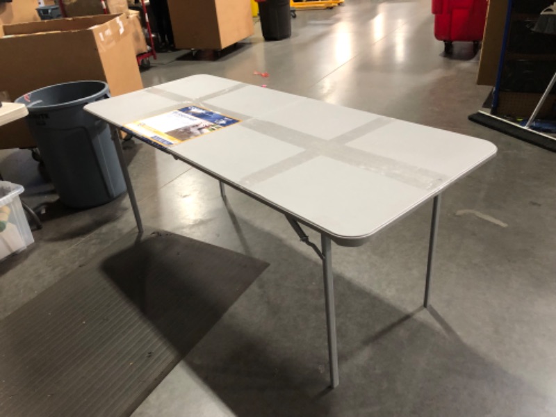 Photo 2 of ***USED - NO PACKAGING***
Cosco 3-ft x 6-ft Indoor or Outdoor Rectangle Resin Gray Folding Banquet Table | 14686LGY2L