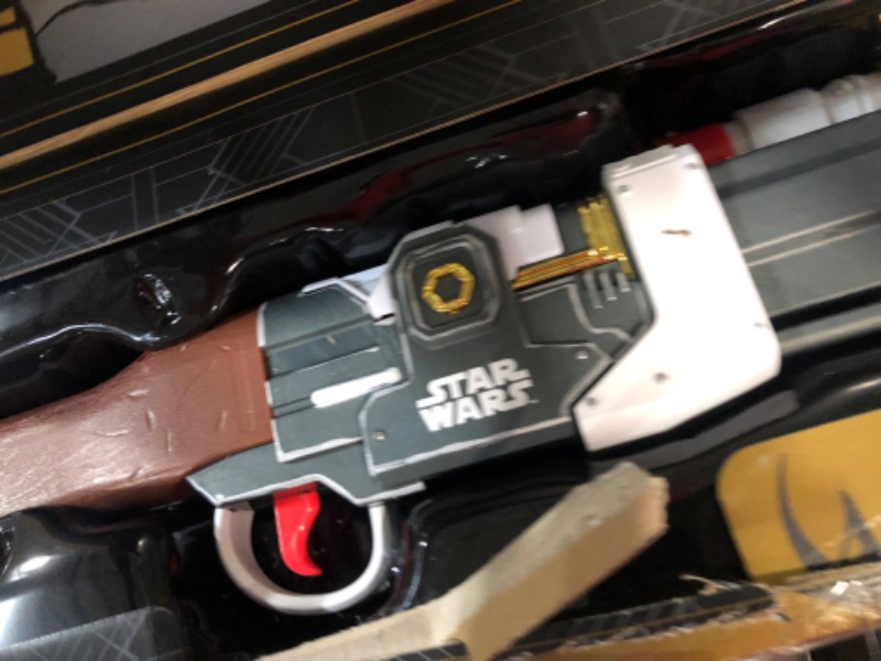 Photo 3 of * item sold for parts * repair * 
NERF Star Wars Amban Phase-Pulse Blaster, The Mandalorian, Scope with Illuminated Lens, 10 Darts, Blaster Sounds, 50.25 Inches Long