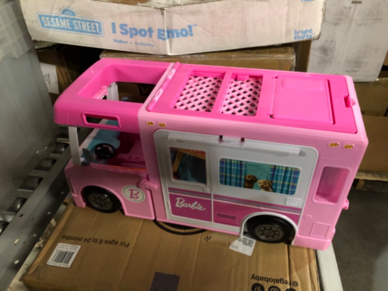 Photo 2 of Barbie Camper 3-in-1 DreamCamper Toy Playset Transforming Camper with Pool, Truck and Boat