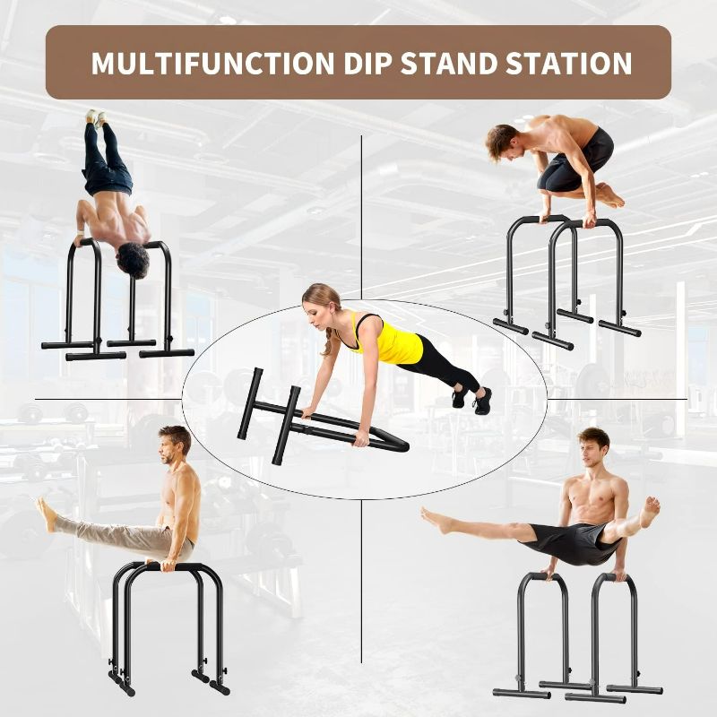 Photo 3 of (READ NOTES) Wesfital Dip Bar, Adjustable Dip Stand Station Home Gym Heavy Duty Parallettes Exercise Bars Workout Equipment for Calisthenics, Strength Training - 1100LBS Weight Capacity