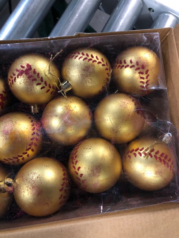 Photo 2 of 12 Pcs Softball Christmas Ornaments, 2.4 Inch Large Hanging Softball for Christmas Tree Decorations Sport Theme Novelty Gift Boy Men Game Xmas Classic Balls Party Supplies Home 12 Softball