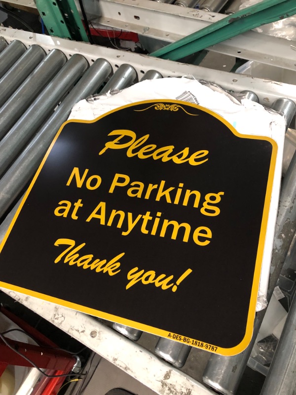 Photo 2 of SignMission Designer Series Sign - Please No Parking at Anytime | Black & Gold 18" X 18" Heavy-Gauge Aluminum