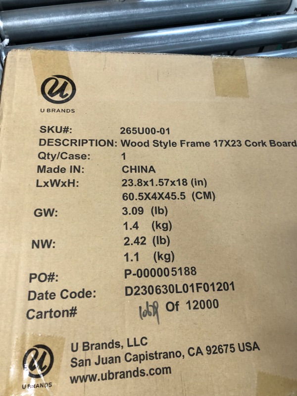 Photo 2 of U Brands Cork Bulletin Board, 17'' x 23'' Inches, Birch Wood Frame