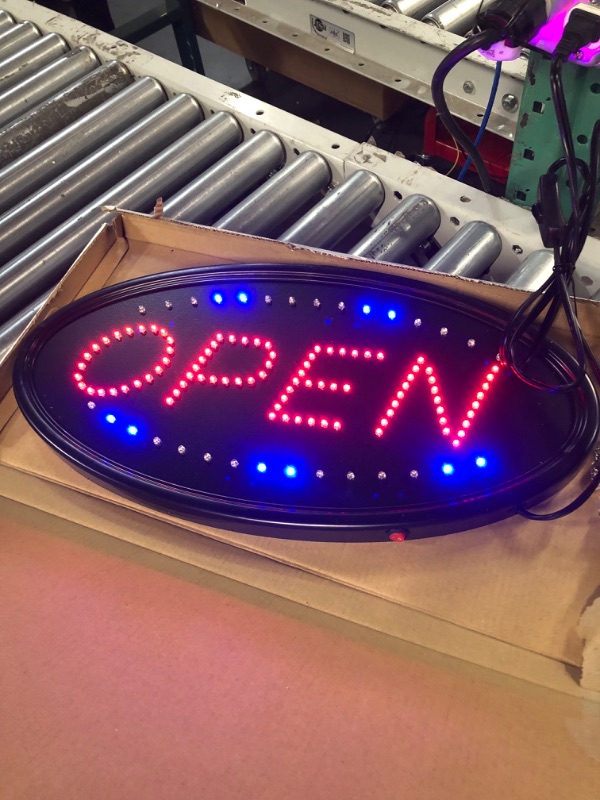 Photo 1 of Liliful 2 Pcs Neon Open and Closed Signs for Business Set, 19 x 10" Oval Led Open Signs for Business Window Door with Two Modes Ultra Bright Electronic Advertisement Display Bar Shop Hotel Barbershop