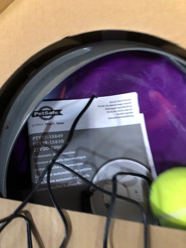 Photo 1 of **NONREFUNDABLE**FOR PARTS OR REPAIR**SEE NOTES**
PetSafe Automatic Tennis Ball Launcher – Interactive Dog Ball Thrower – Adjustable Range – Motion Sensor – Indoor & Outdoor Toy – A/C Power or Batteries – Fetch Machine for Small to Large Dogs , Gray Autom
