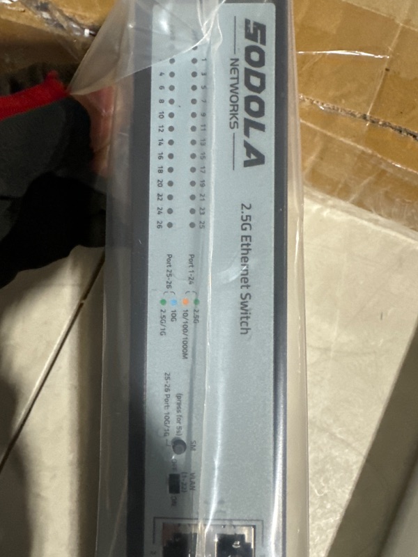 Photo 5 of SODOLA 24 Port 2.5Gb Umanaged Switch,24X2.5G Base-T Ports,2X10G SFP, 160Gbps Switching Capacity,Port Isolation,/IU Rack-Mount/Fanless/Plug & Play Multi-Gig Unmanaged Ethernet Switch 24X2.5G+10G SFP+