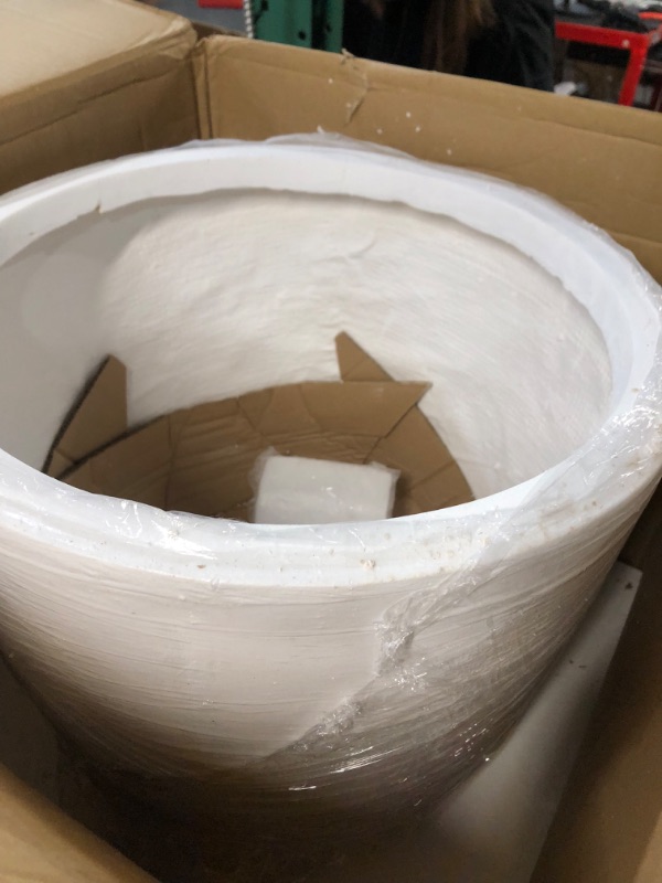 Photo 3 of *SEE NOTES* Kante 18", 14", and 10" W Pure White Concrete Round Planters, SET OF 3