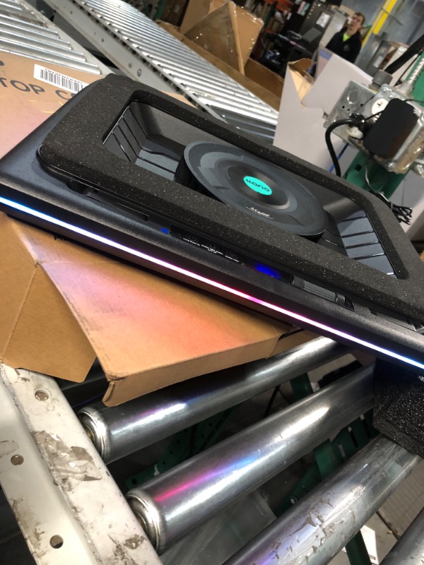 Photo 2 of 2023 New Gaming Laptop Cooling Pad with Powerful Turbofan, RGB Laptop Cooler Radiator with Infinitely Variable Speed, Touch Control, LCD Screen, 3-Port USB, Seal Foam for Rapid Cooling Laptop 15-19in V12(Hub+RGB)