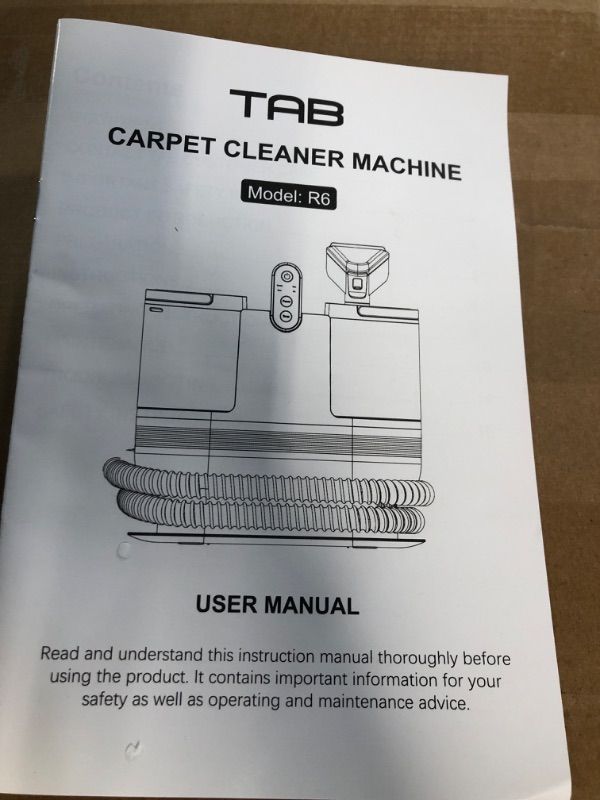 Photo 2 of **SEE NOTES**
TAB Carpet Cleaner Machine, FastHeating Portable Upholstery Spot Cleaner Machine, 2023 Upgrade 14KPa Stain Remover Deep Cleaner for Pets,Stairs,Car Seat and Couch, Self-Cleaning, 140? Heat Wash, R6 Medium