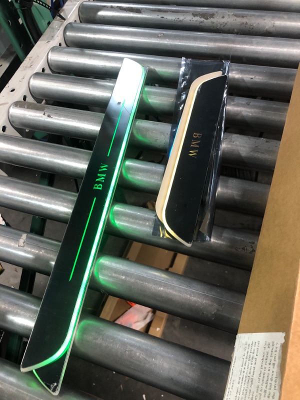 Photo 1 of LINPOK LED Door Sill Lights, 4Pcs Wireless Car Door Lights, Bloomcar LED Door Sill with 7 Lighting Colors, Auto-Sensing, IP67 Waterproof, Customized Door Lights Logo for All Car Models 4pcs For BBM-MWW
