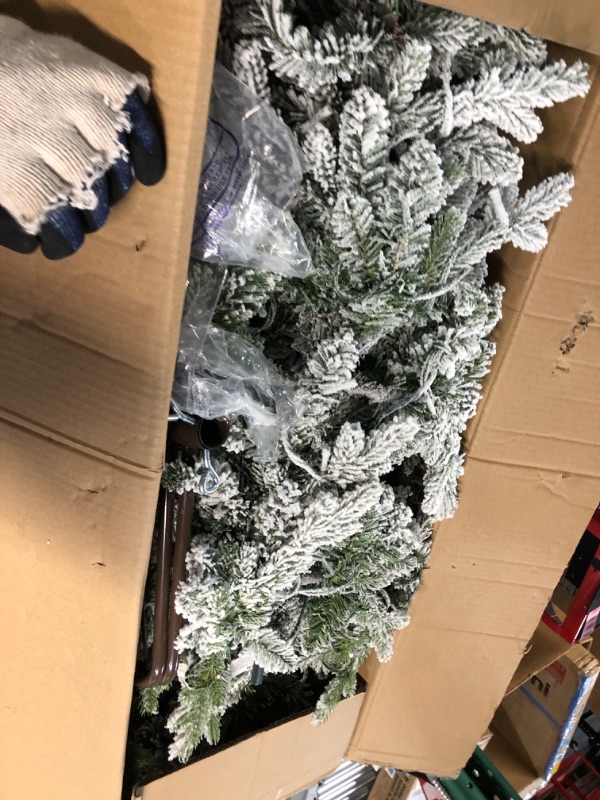 Photo 1 of [ Very Thick & Realistic Feel ] 6.5 Feet Pre-Lit Snow Flocked Aspen Artificial Christmas Tree, 1111 Branch Snowy Tips, 400 Warm Lights,Heavily Flocked, Metal Stand and Hinged Branches Xmas Decor