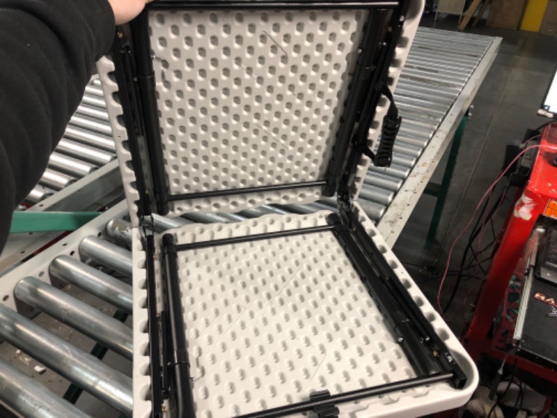 Photo 1 of Alextend Folding Table, 40 Inch Portable Plastic Table, Height Adjustable Fold-in-Half Table for Indoor and Outdoor Parties, Picnic and Camping (White)