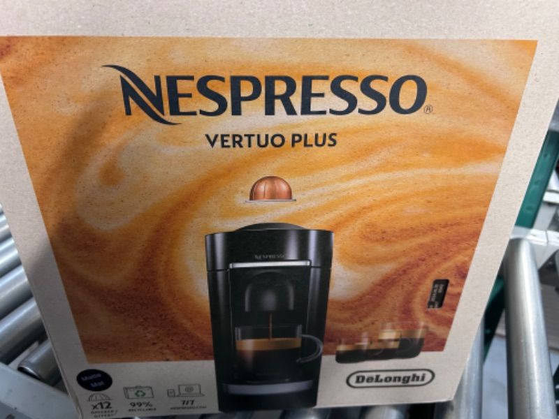 Photo 1 of *EXP:06/30/2024*
Nespresso VertuoPlus Coffee and Espresso Machine by De'Longhi, Matte Black Machine Only 