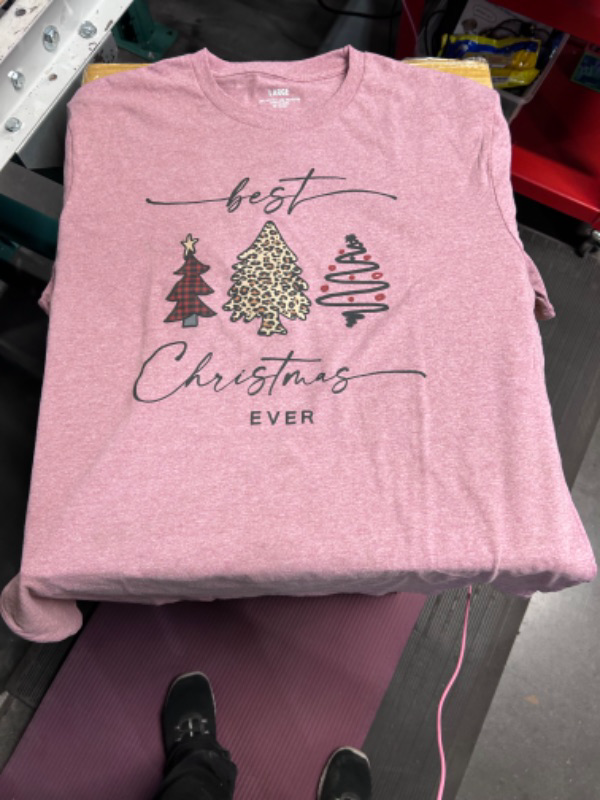 Photo 1 of Best Christmas Ever T-Shirt, Large Pink