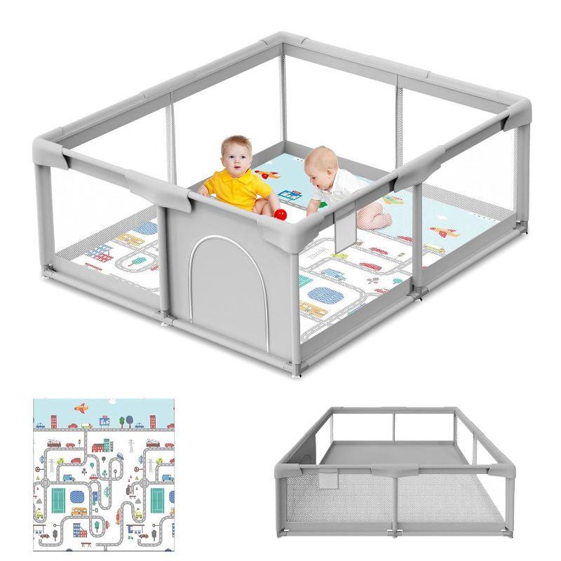 Photo 1 of ***STOCK PHOTO FOR REFERENCE*** Baby Playpen with Mat, Unknown Size, Grey