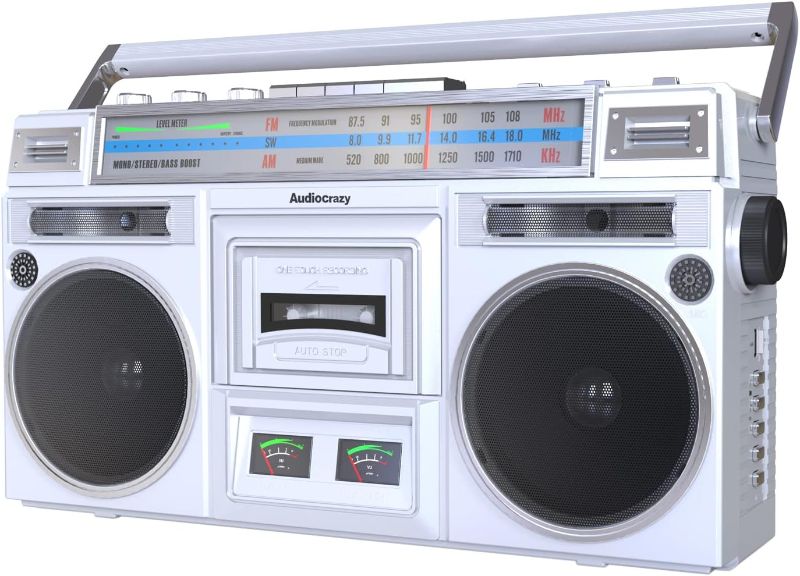 Photo 1 of ***STOCK PHOTO FOR REFERENCE - SEE PICS*** Audiocrazy Retro Boombox Cassette Player