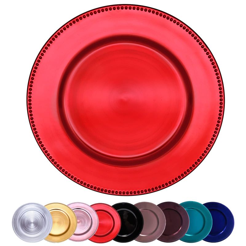 Photo 1 of **STOCK PHOTO FOR REFERENCE** DaCakeWS Metallic Bead Charger Plates 13inch, METALLIC PEACH COLOR