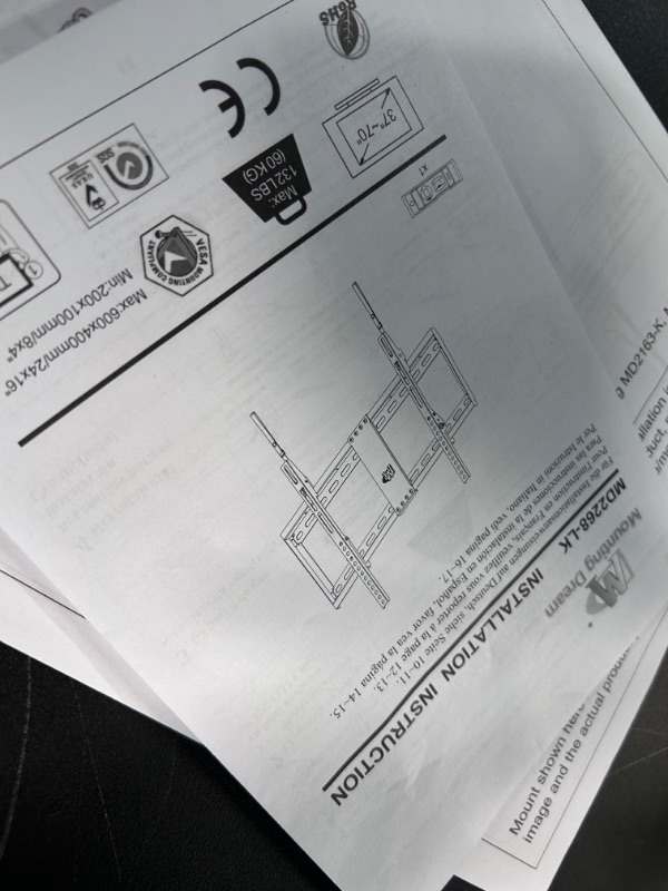 Photo 4 of Mounting Dream TV Mount for Most 37-70 Inch TV, Universal Tilt TV Wall Mount 132LB CAPACITY