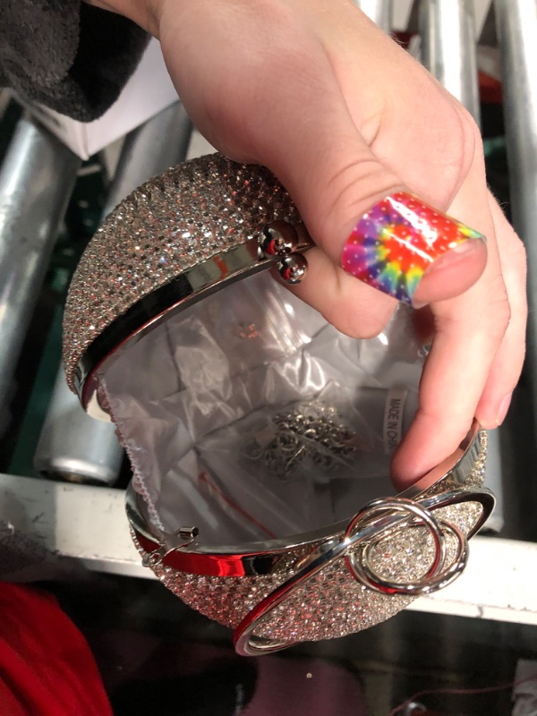 Photo 1 of * see all images * 
Saintrygo Women Crystal Tassel Clutch Purse Rhinestone Evening Hand Bags with Long Chain for Wedding Engagement Party (Silver, Round Shape)