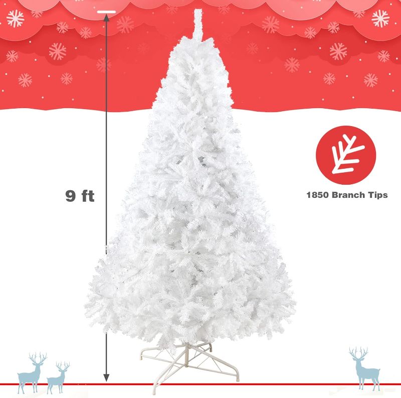 Photo 1 of ***TREE IS NOT PRE-LIT - NO LIGHTING***
BDL 9FT White Christmas Tree Premium Hinged Artificial Pine Tree with Solid Metal Stand