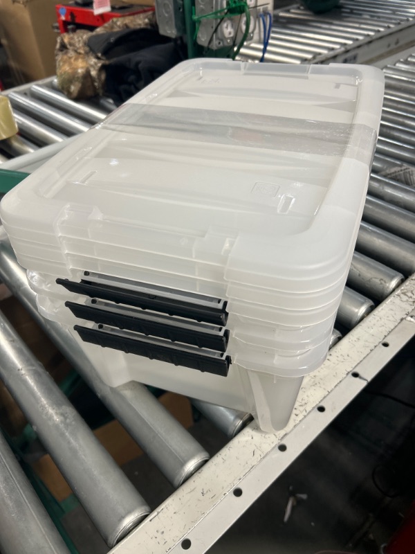 Photo 2 of **NONREFUNDABLE**FOR PARTS OR REPAIR**SEE NOTES**
IRIS USA 3 Pack 12qt Plastic Storage Bin with Lid and Secure Latching Buckles, Pearl