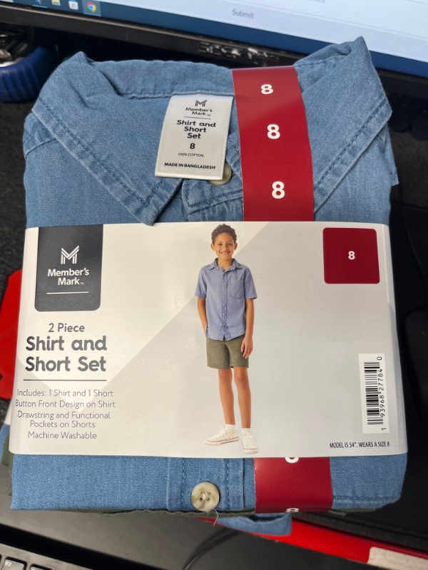 Photo 1 of BOYS SIZE 8 SHORT AND SHIRT SET 