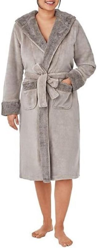 Photo 1 of Member's Mark Women's Hooded Plush Robe with Faux Fur Accents S/M