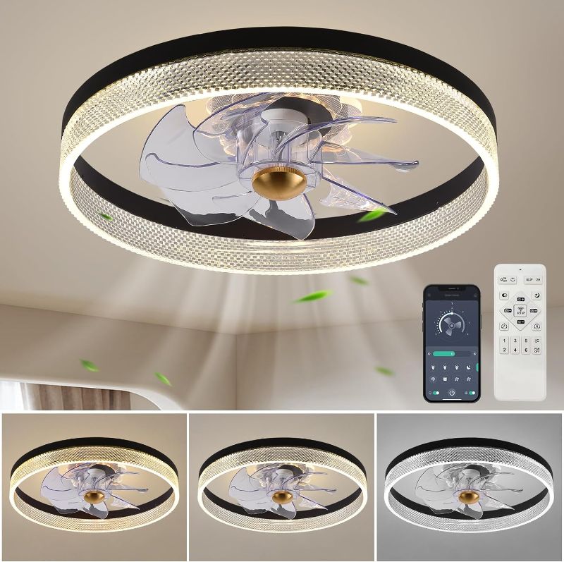 Photo 1 of ***SEE NOTES***
YEAHTU 19" Low Profile Ceiling Fan with Light and Remote Control