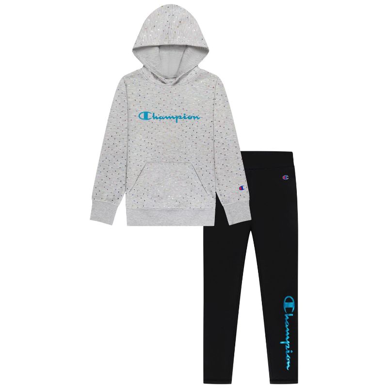 Photo 1 of Champion Girls' Oxford Heather/Black Heavyweight Active Hoodie & Legging Set size 8 (2PACK)