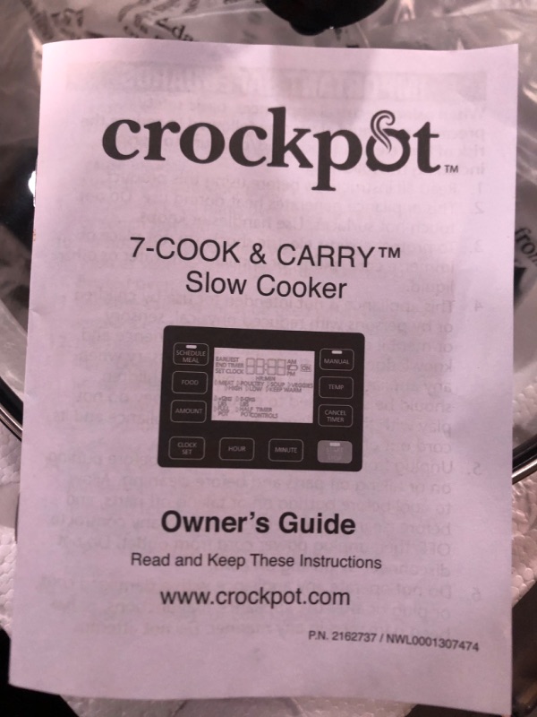 Photo 6 of **NONREFUNDABLE**FOR PARTS OR REPAIR**SEE NOTES**
Crockpot Portable 7 Quart Slow Cooker with Locking Lid and Auto Adjust Cook Time Technology, Stainless Steel