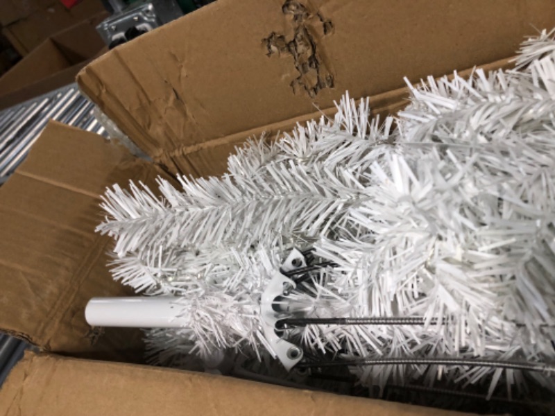 Photo 1 of VINGLI 6ft White Pre-lit Artificial Christmas Pine Tree