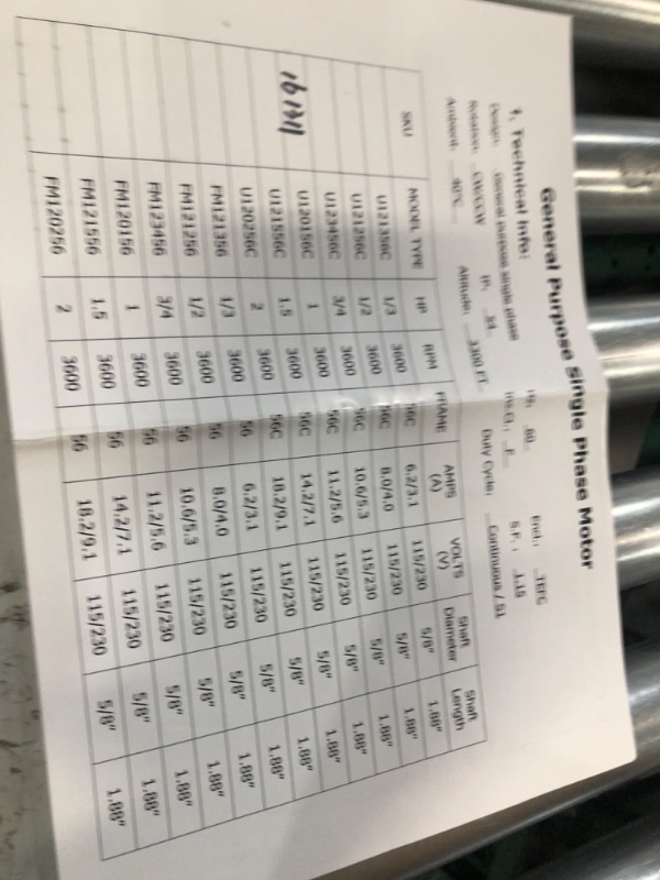 Photo 4 of 1 HP Electric Motor General Purpose Single Phase Motor 3450 RPM 115/230V 11.2/5.6A 56C Frame TEFC CW/CCW