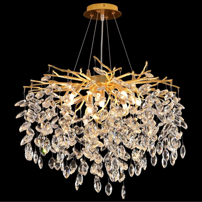 Photo 1 of Upfelw Modern Crystal Tree Branch Chandelier, D23.7'' Round Gold Raindrop