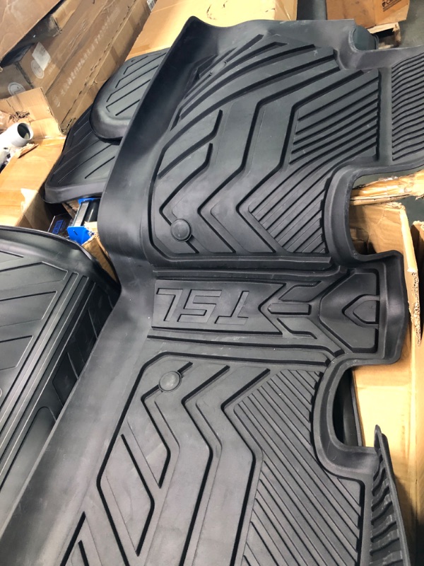 Photo 1 of powoq Fit Tesla Model Y Trunk Mat Floor Mats Cargo Mat Cargo Liner Floor Liner Trunk Liner for 2020 2021 2022 Tesla Model Y Accessories (Four Trunk Mats + Floor Mats+3 PCS Rear Backrest Mats)