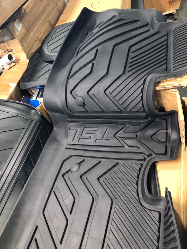 Photo 3 of powoq Fit Tesla Model Y Trunk Mat Floor Mats Cargo Mat Cargo Liner Floor Liner Trunk Liner for 2020 2021 2022 Tesla Model Y Accessories (Four Trunk Mats + Floor Mats+3 PCS Rear Backrest Mats)