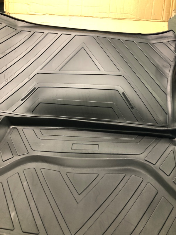 Photo 6 of powoq Fit Tesla Model Y Trunk Mat Floor Mats Cargo Mat Cargo Liner Floor Liner Trunk Liner for 2020 2021 2022 Tesla Model Y Accessories (Four Trunk Mats + Floor Mats+3 PCS Rear Backrest Mats)