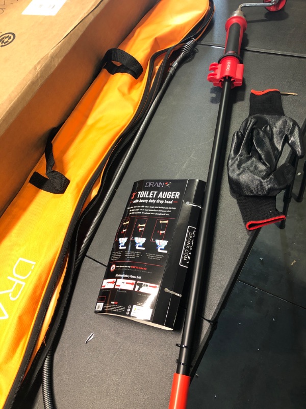 DrainX 6 Foot Toilet Auger Use Manually or with Drill, Closet Auger