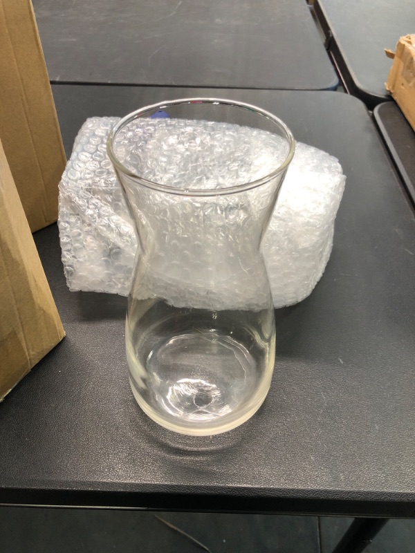 Photo 1 of 8 inch Clear Glass Flower Vases for Centerpiece Table Home Indoor Desk Decor,Ins Modern Boho Style Vase for Wedding Housewarming Gift White